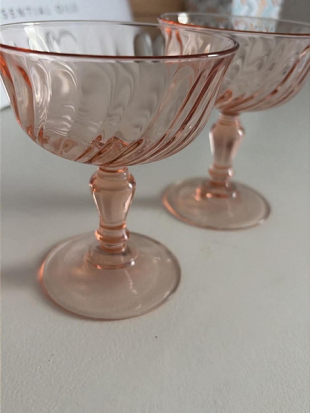Vintage depression era Pink Glass Dessert cups - Set of 2